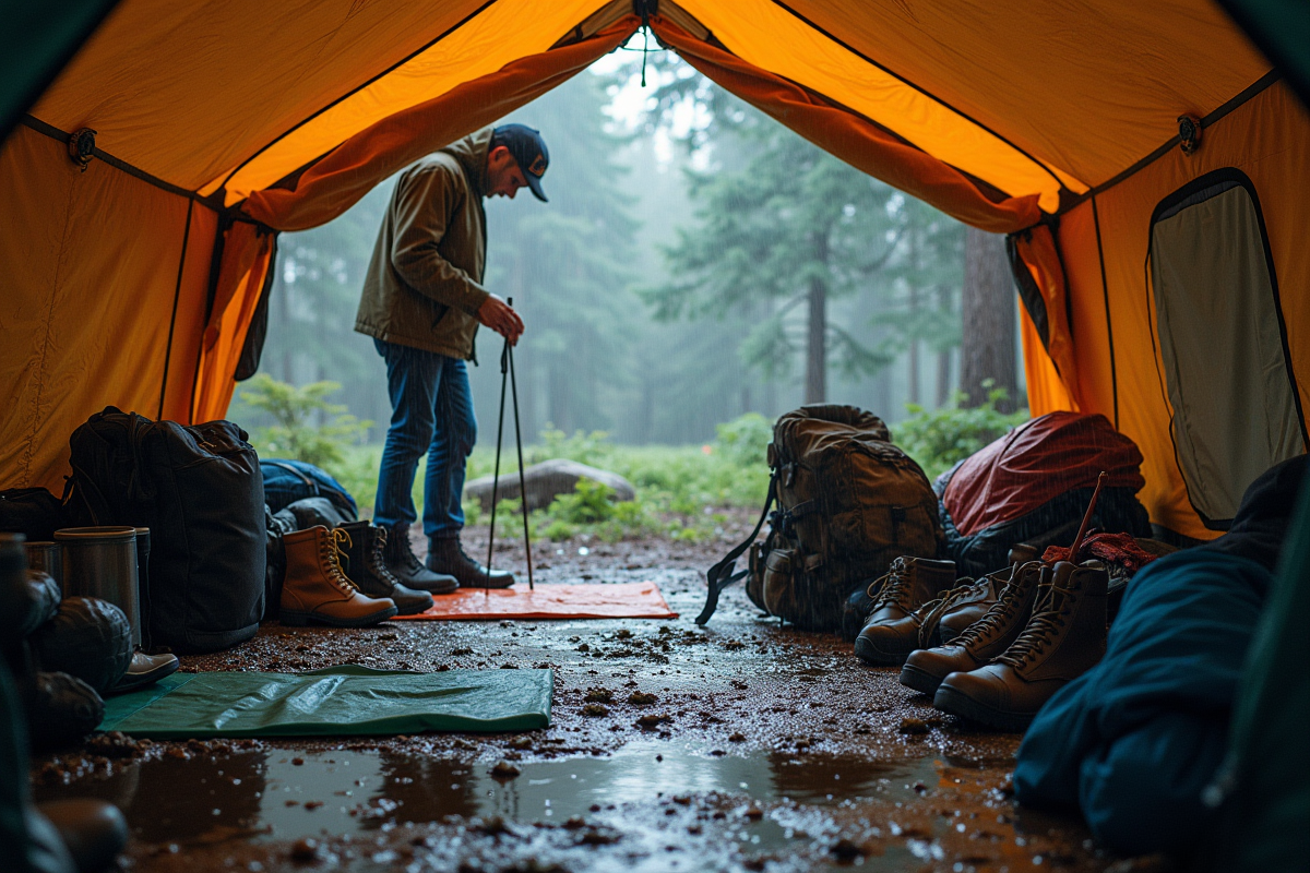 pluie camping