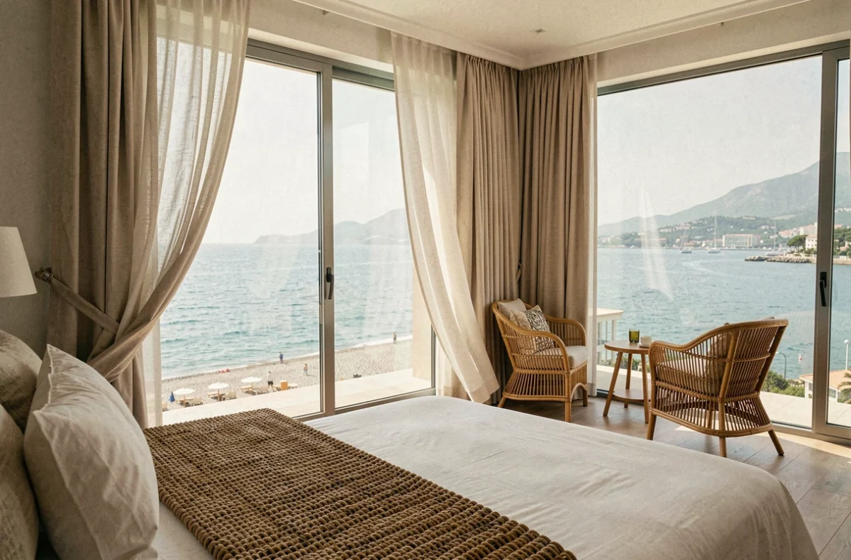 Suite de l'Hôtel La Pérouse à Nice avec vue panoramique sur la Baie des Anges