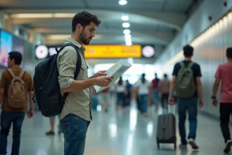 Jeune voyageur français confus à l'aéroport de Manille